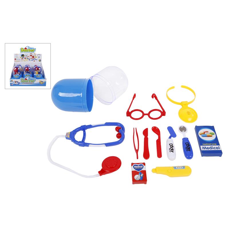 Dokter speelset 6-delig in capsule 20cm | Merkloos