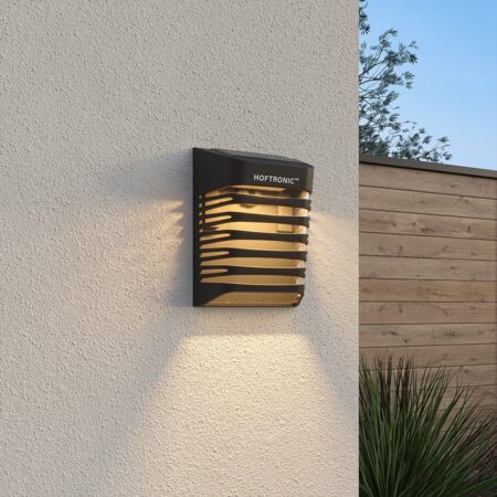 Dono LED Solar Wandlamp met schemerschakelaar - 3000K warm wit - 0.2W 10lm - IP65 - Zwart | HOFTRONIC