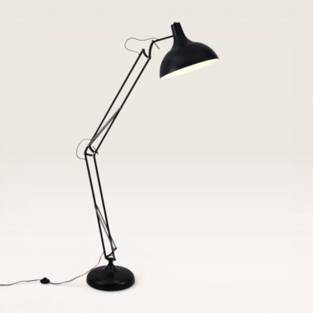 Dorsen - Zwarte Staande lamp Metaal 180 cm - Modern design - Woonkamer lamp - In hoogte verstelbaar - E27 fitting - Met voetschakelaar | LUSENZ