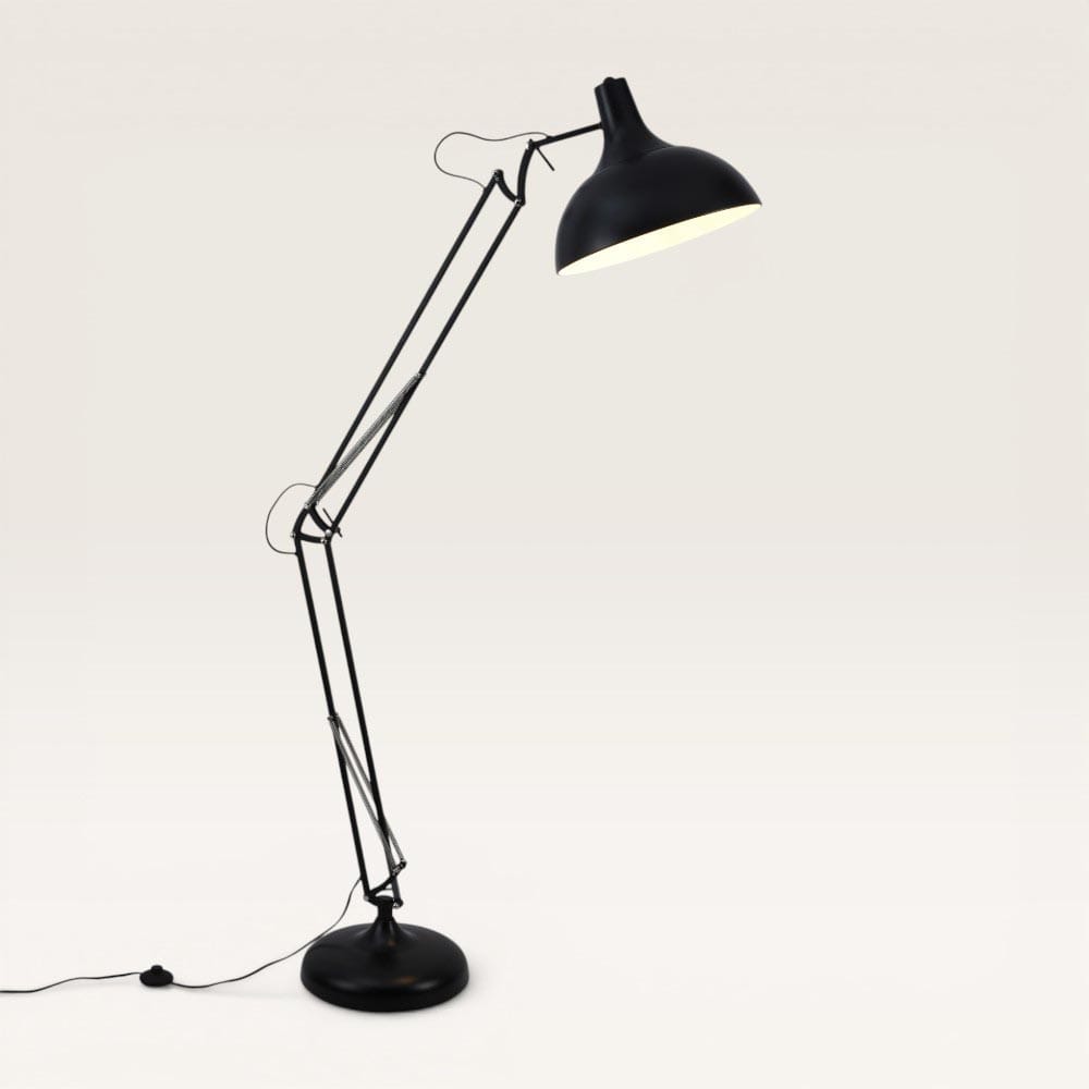 Dorsen - Zwarte Staande lamp Metaal 180 cm - Modern design - Woonkamer lamp - In hoogte verstelbaar - E27 fitting - Met voetschakelaar | LUSENZ