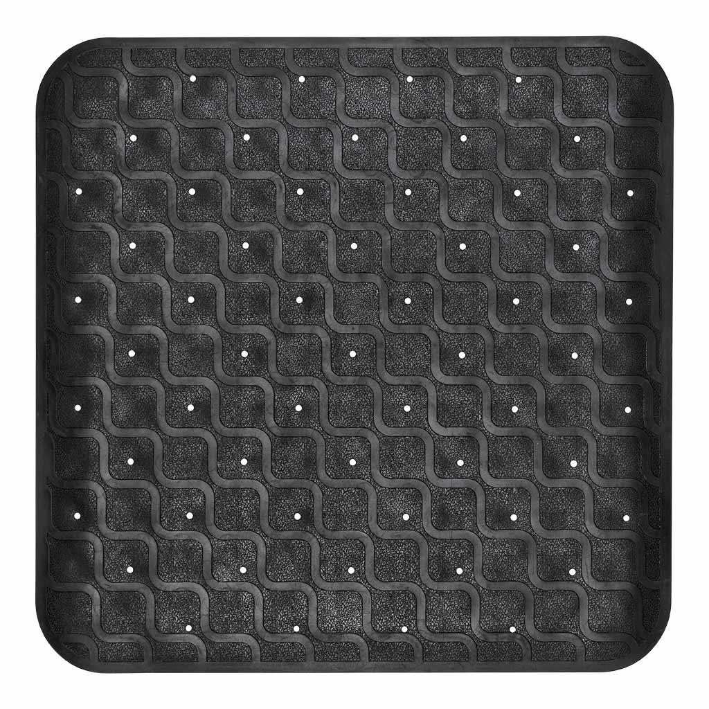 Douchemat / Badmat antislip 53 x 53 cm | Kleur: Zwart | Met zuignappen | Hoogwaardig rubber | ThuiszorgwinkelXL