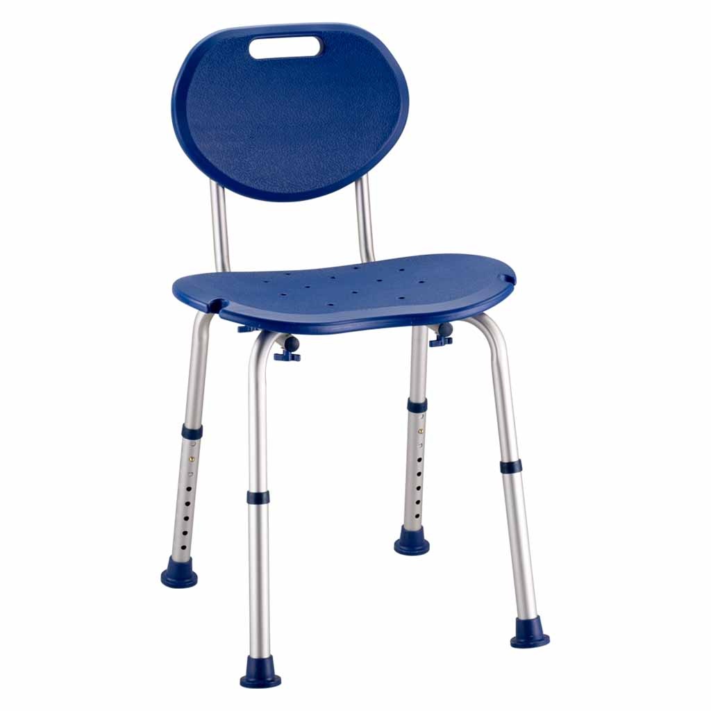 Douchestoel Ovaal | Kleur: Blauw | Met douchekophouder | Douchestoelen | In hoogte verstelbaar 34 - 52 cm | Max. gebruikersgewicht 136 kg | ThuiszorgwinkelXL