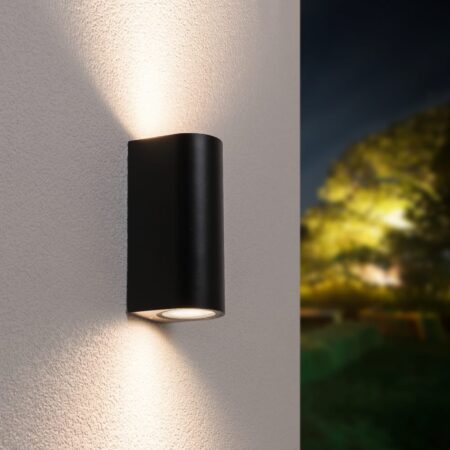 Douglas LED Wandlamp - Dimbaar - 8 Watt - 690 Lumen - 4000K neutraal wit - IP64 Waterdicht voor Binnen en buiten - GU10 Vervangbare lichtbron - Up & Down Light - Zwart | HOFTRONIC