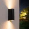 Douglas LED Wandlamp - Dimbaar - 8 watt 690 lumen - 2700K Warm Wit - IP65 Waterdicht voor Binnen en buiten - GU10 Vervangbare lichtbron - Up & Down Light - Zwart | HOFTRONIC
