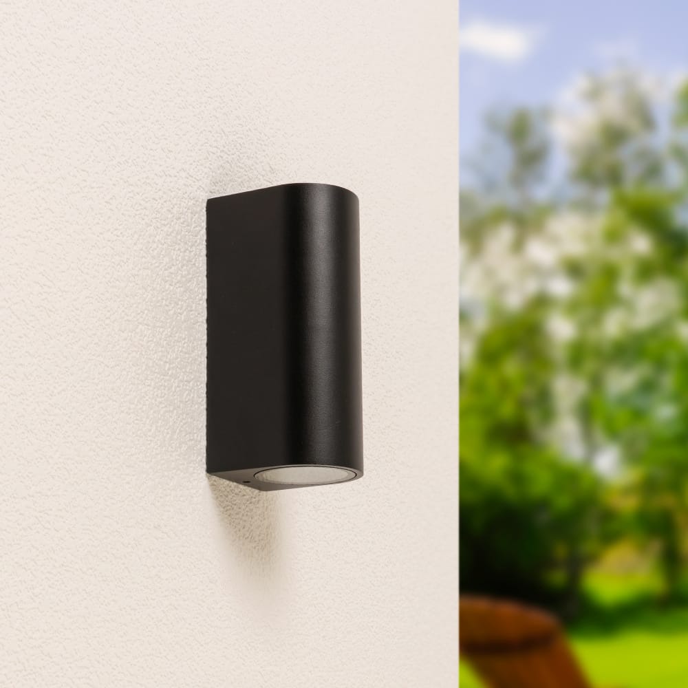 Douglas LED Wandlamp dimbaar - 2x GU10 - IP65 - Up & Down Light - Zwart - Voor binnen en buiten - Modern | HOFTRONIC