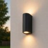 Douglas LED wandlamp Zwart - IP44 waterbestendig - Dimbaar - Up & Down light - GU10 excl. lichtbronnen - Polycarbonaat | HOFTRONIC