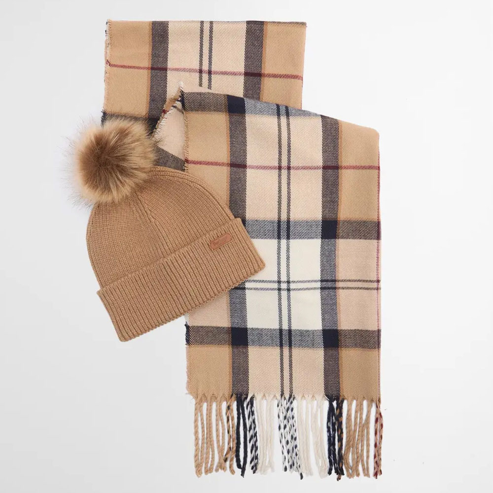 Dover muts en sjaal Gift Set Hessian Tartan | Barbour