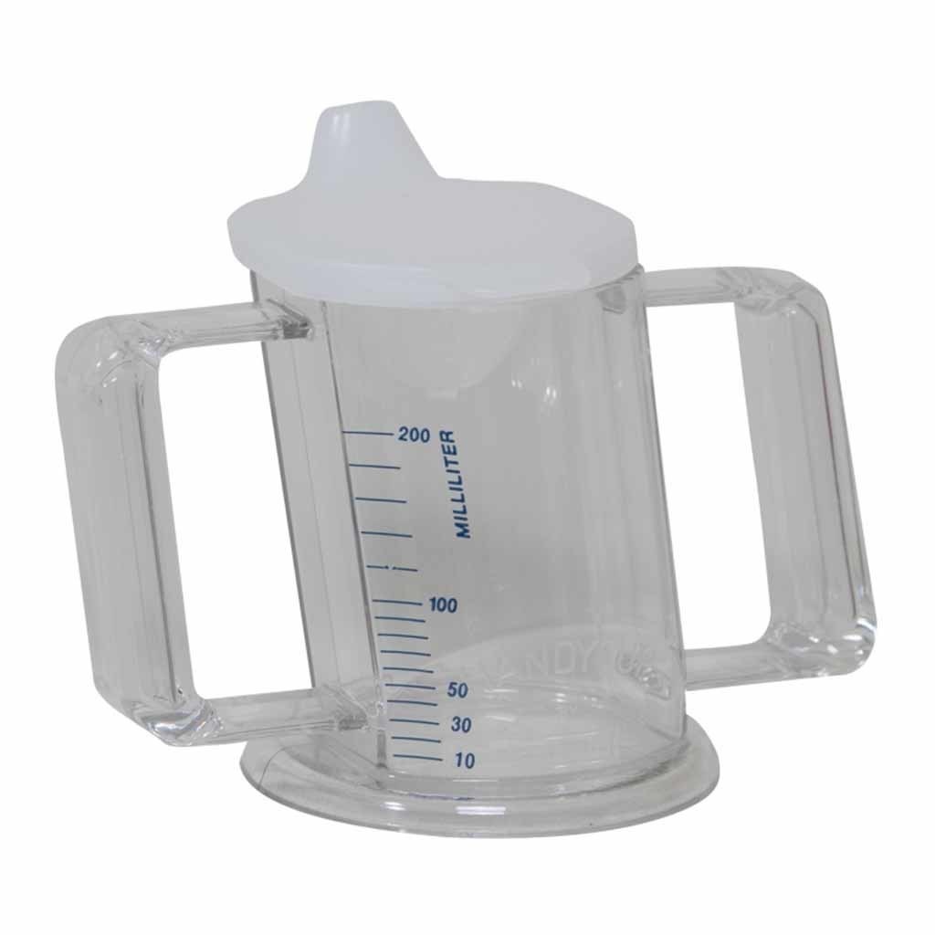 Drinkbeker HandyCup met deksel | Met maatvoering en handgrepen | Inhoud 200 ml | PR65646-M | ThuiszorgwinkelXL