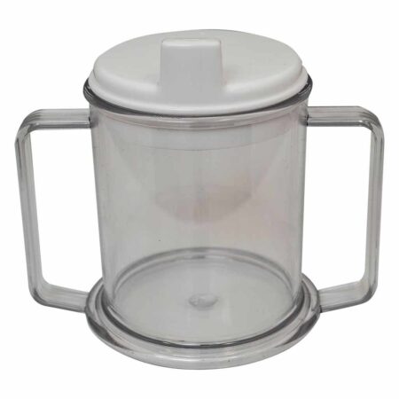 Drinkbeker met tuit en 2 handvatten | Tuitbeker | Transparant | Afmetingen: 120x140x90 mm | ThuiszorgwinkelXL