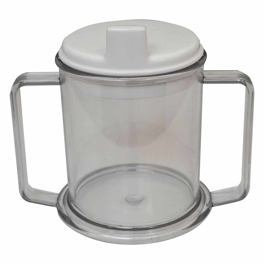 Drinkbeker met tuit en 2 handvatten | Tuitbeker | Transparant | Afmetingen: 120x140x90 mm | ThuiszorgwinkelXL