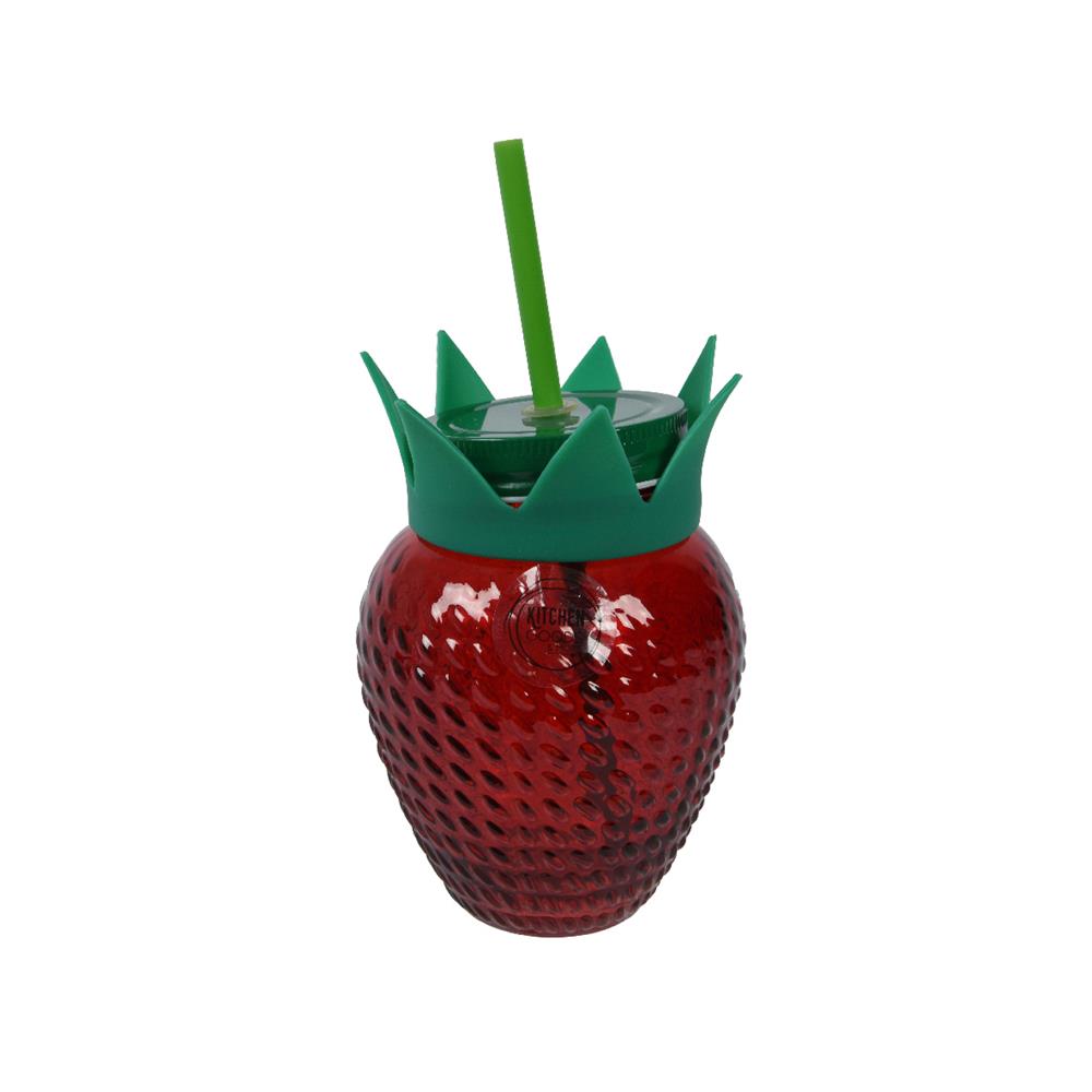 Drinkglas Aardbei met rietje glas 450ml | Decoris
