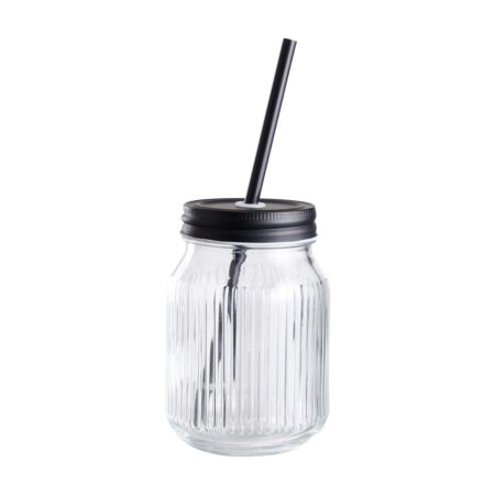 Drinkglas met deksel en rietje 450ml | Merkloos