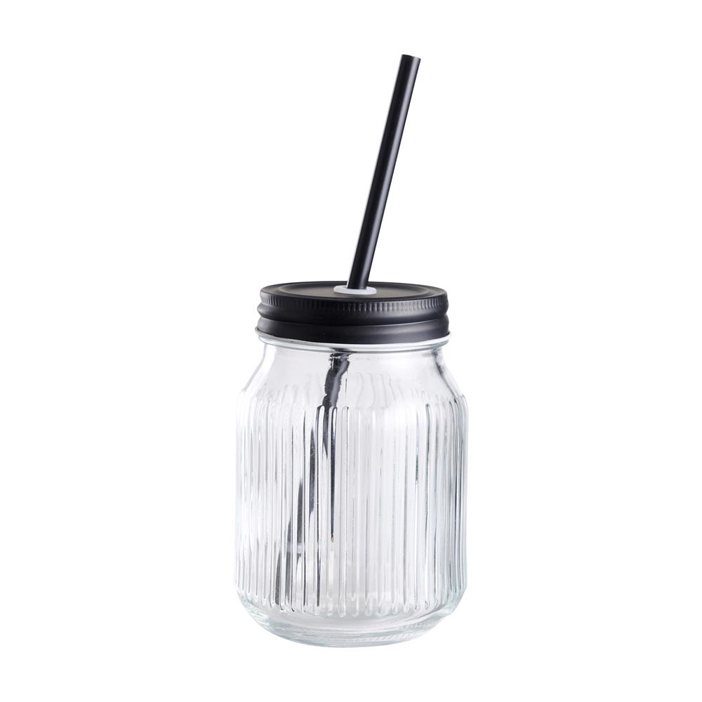 Drinkglas met deksel en rietje 450ml | Merkloos