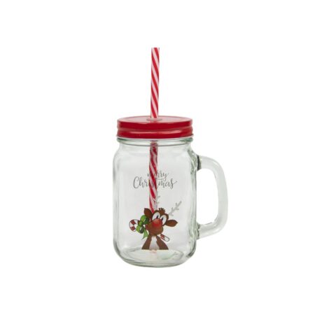 Drinkglas rendier met rietje 500ml | Svenska Living