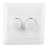 Dubbele dimmerknop incl. centraalplaat en raamwerk - Wit - Geschikt voor art. 843037 (dimmer niet inbegrepen) | HOFTRONIC
