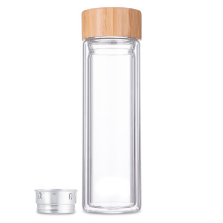 Dubbelwandige glazen fles met rvs zeef | Svenska Living