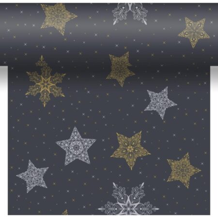 Duni 3 In 1 Snowstars Black 40 X 480 Cm | Duni
