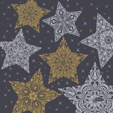 Duni Servetten Snowstars Black 33 X 33 Cm | Duni