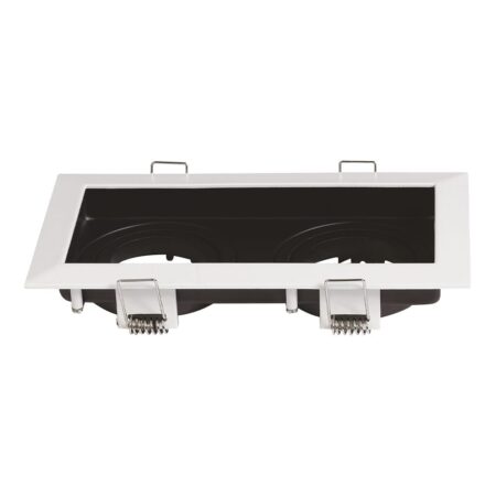 Durham Dubbel LED Inbouwspot - Kantelbaar armatuur - 10x18 cm - GU10 Fitting incl. lamphouder - Vierkant - IP20 voor binnen - Wit | HOFTRONIC