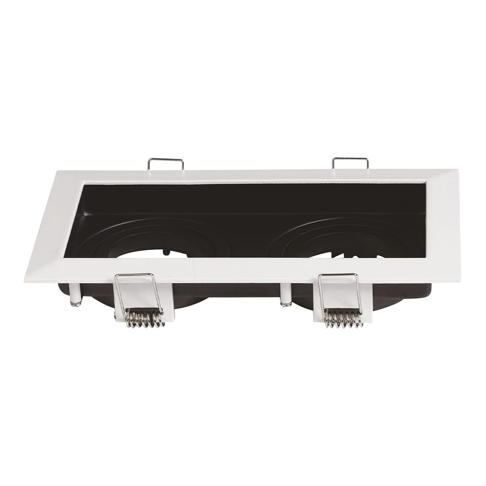 Durham Dubbel LED Inbouwspot - Kantelbaar armatuur - 10x18 cm - GU10 Fitting incl. lamphouder - Vierkant - IP20 voor binnen - Wit | HOFTRONIC