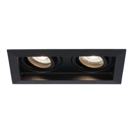Durham Dubbel LED inbouwspot vierkant - 8 Watt 690 Lumen - 4000K neutraal wit - GU10 - Dimbaar Kantelbaar - Voor binnen - Zwart | HOFTRONIC
