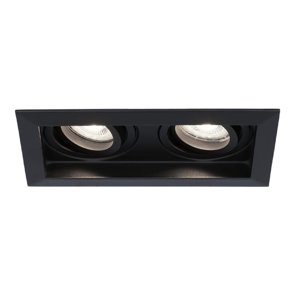 Durham Dubbel LED inbouwspot vierkant - 8 Watt 690 Lumen - 6500K daglicht wit - GU10 - Dimbaar Kantelbaar - Voor binnen - Zwart | HOFTRONIC
