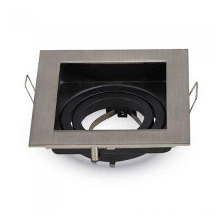 Durham LED Inbouwspot - Kantelbaar armatuur - 10x10 cm - GU10 Fitting incl. lamphouder - Vierkant - IP20 - RVS | HOFTRONIC