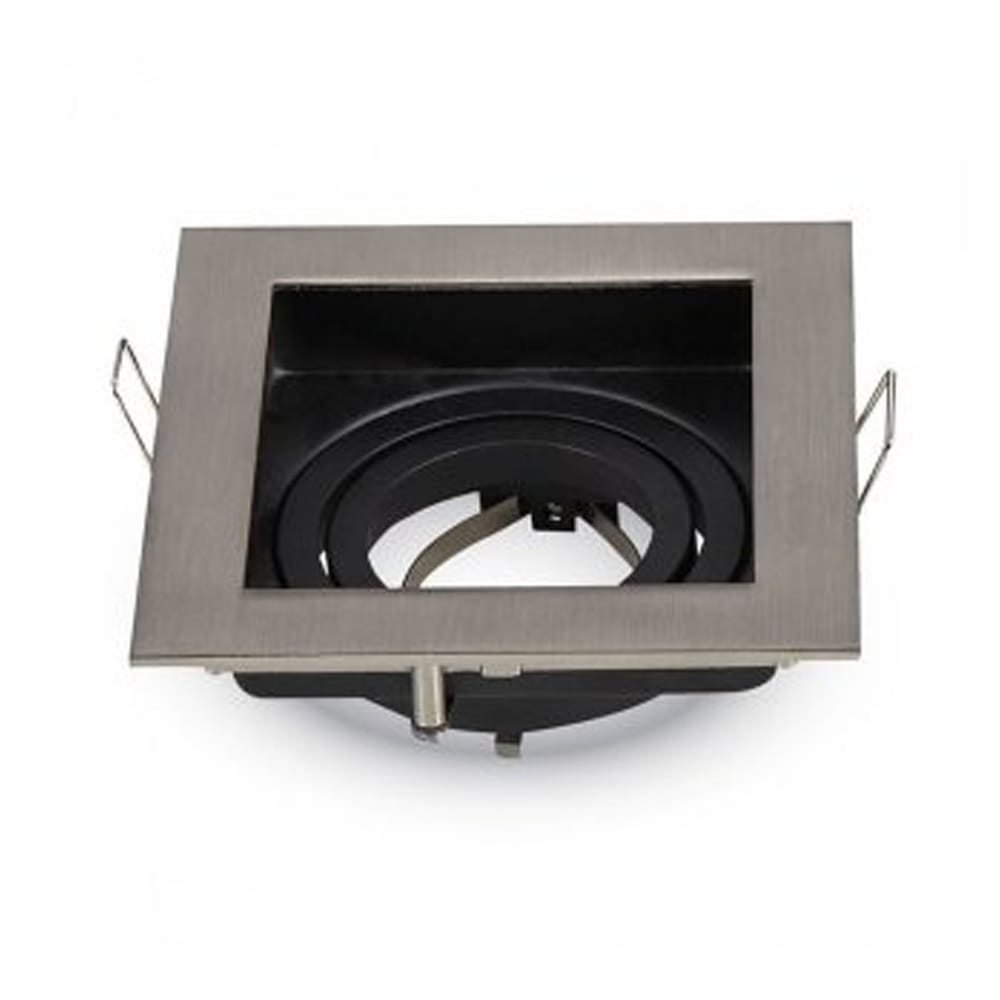 Durham LED Inbouwspot - Kantelbaar armatuur - 10x10 cm - GU10 Fitting incl. lamphouder - Vierkant - IP20 - RVS | HOFTRONIC