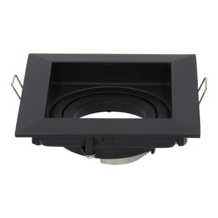 Durham LED Inbouwspot Vierkant - Kantelbaar armatuur - 10x10 cm - GU10 Fitting incl. lamphouder - IP20 voor binnen - Zwart | HOFTRONIC