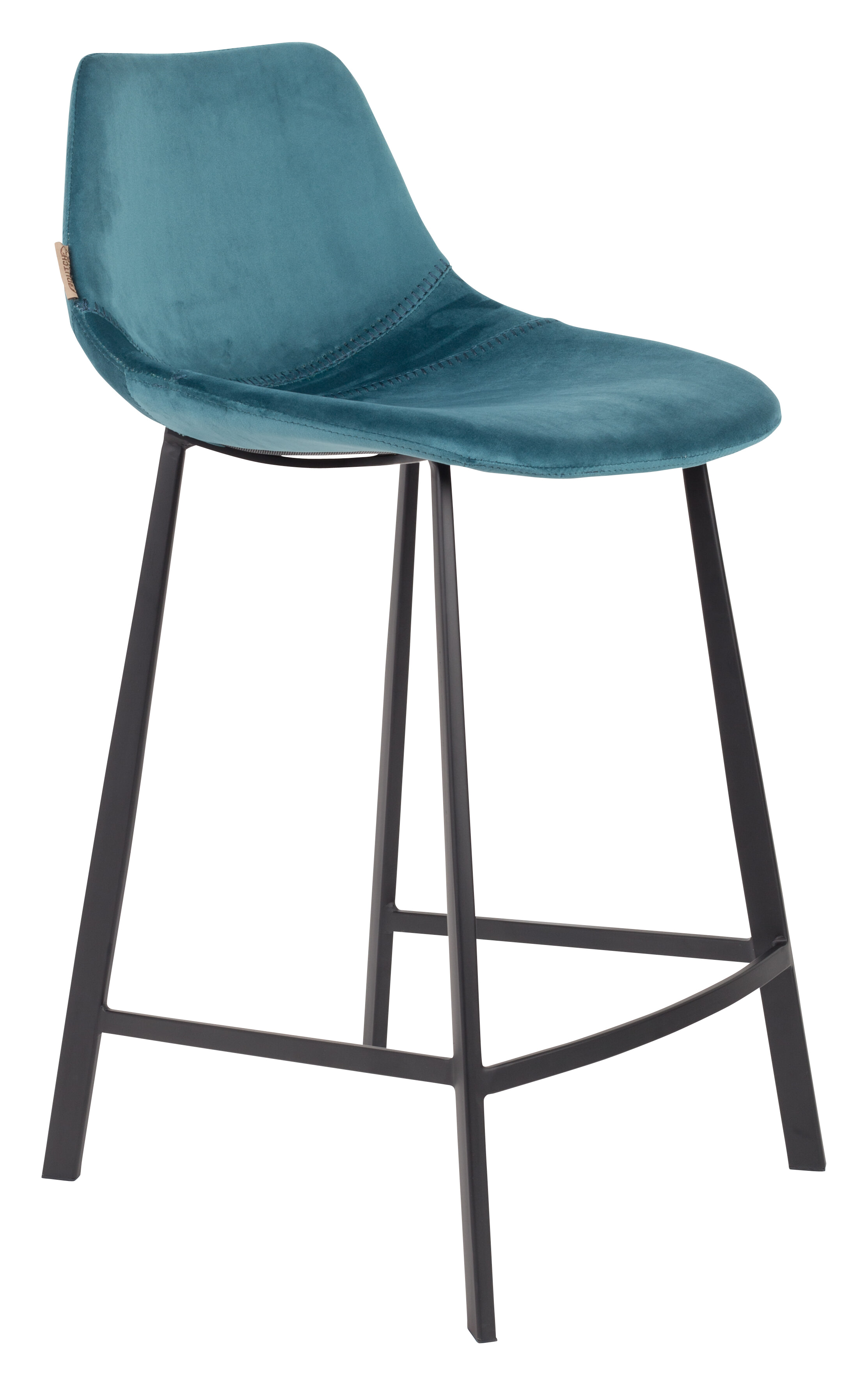 Dutchbone Barkruk Franky Velvet (zithoogte 65cm) - Petrol | Dutchbone