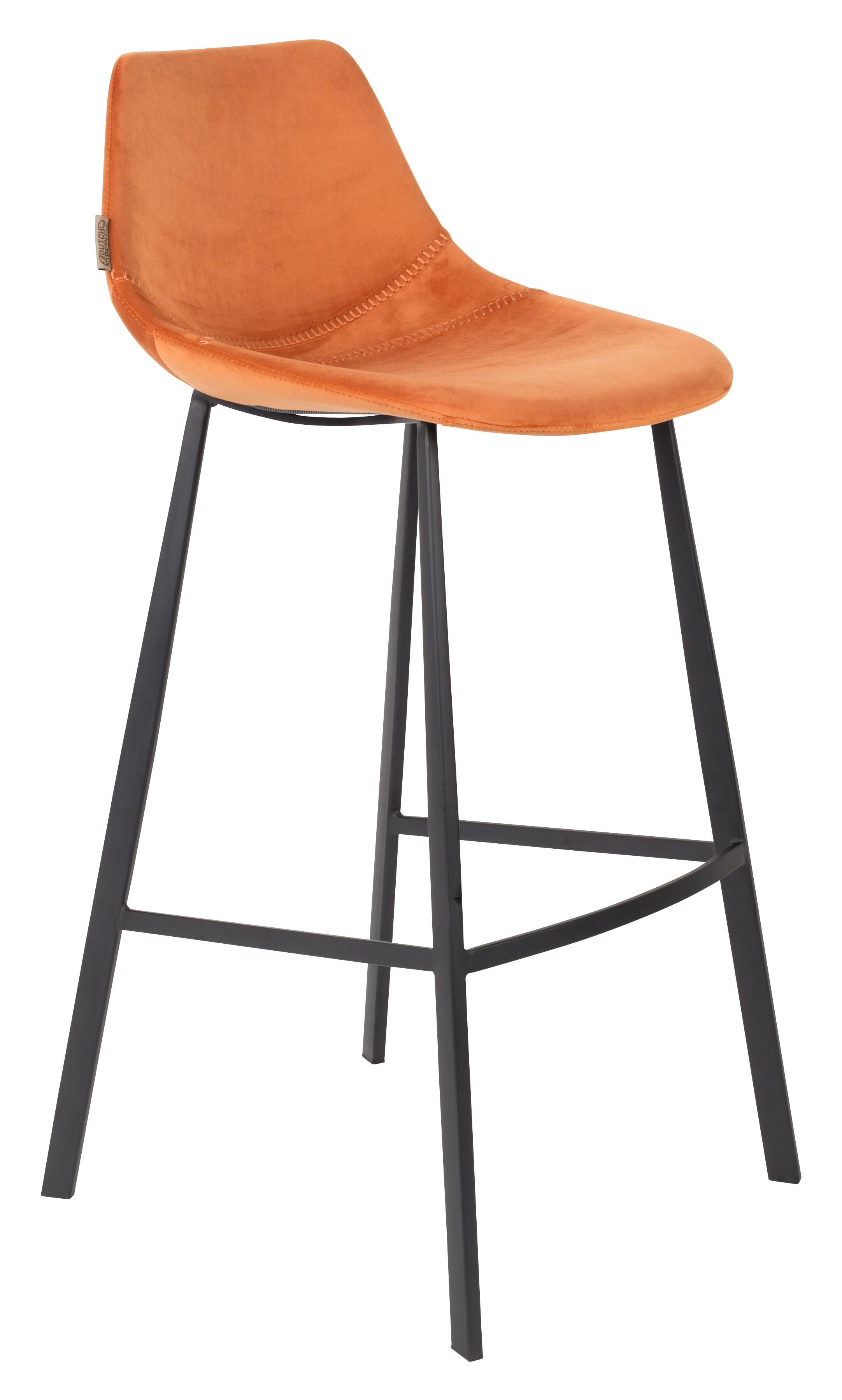 Dutchbone Barkruk Franky Velvet (zithoogte 80cm) - Oranje | Dutchbone