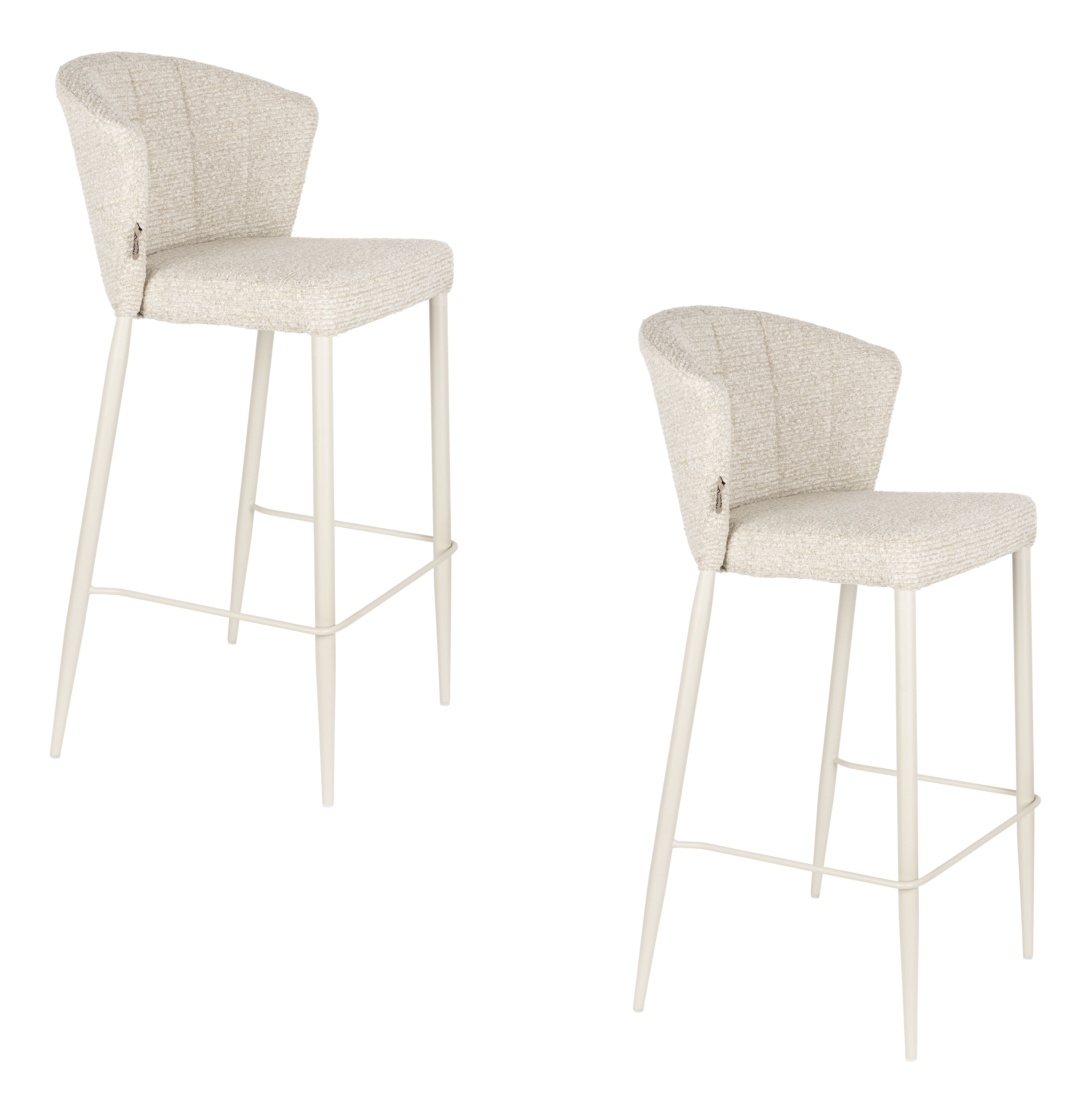 Dutchbone Barkruk Georgia Chenille - Beige (zithoogte 75cm) | Dutchbone