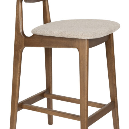 Dutchbone Barstoel Marais Geweven stof en hout - Beige/Hout (zithoogte 68cm) | Dutchbone