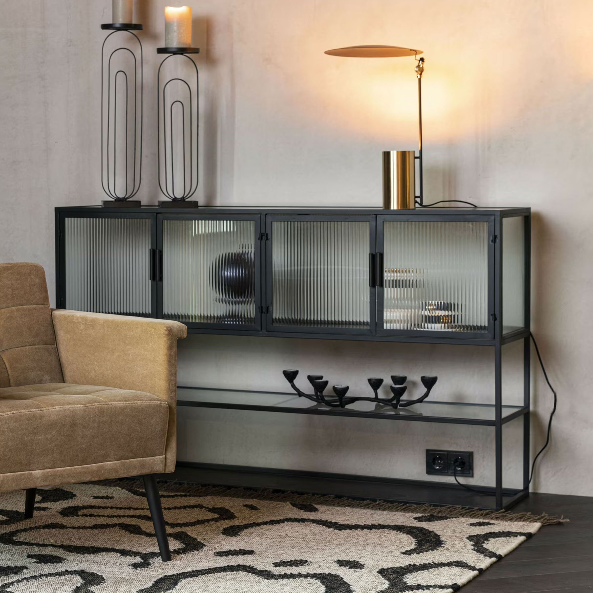 Dutchbone Dressoir Boli Glas en metaal