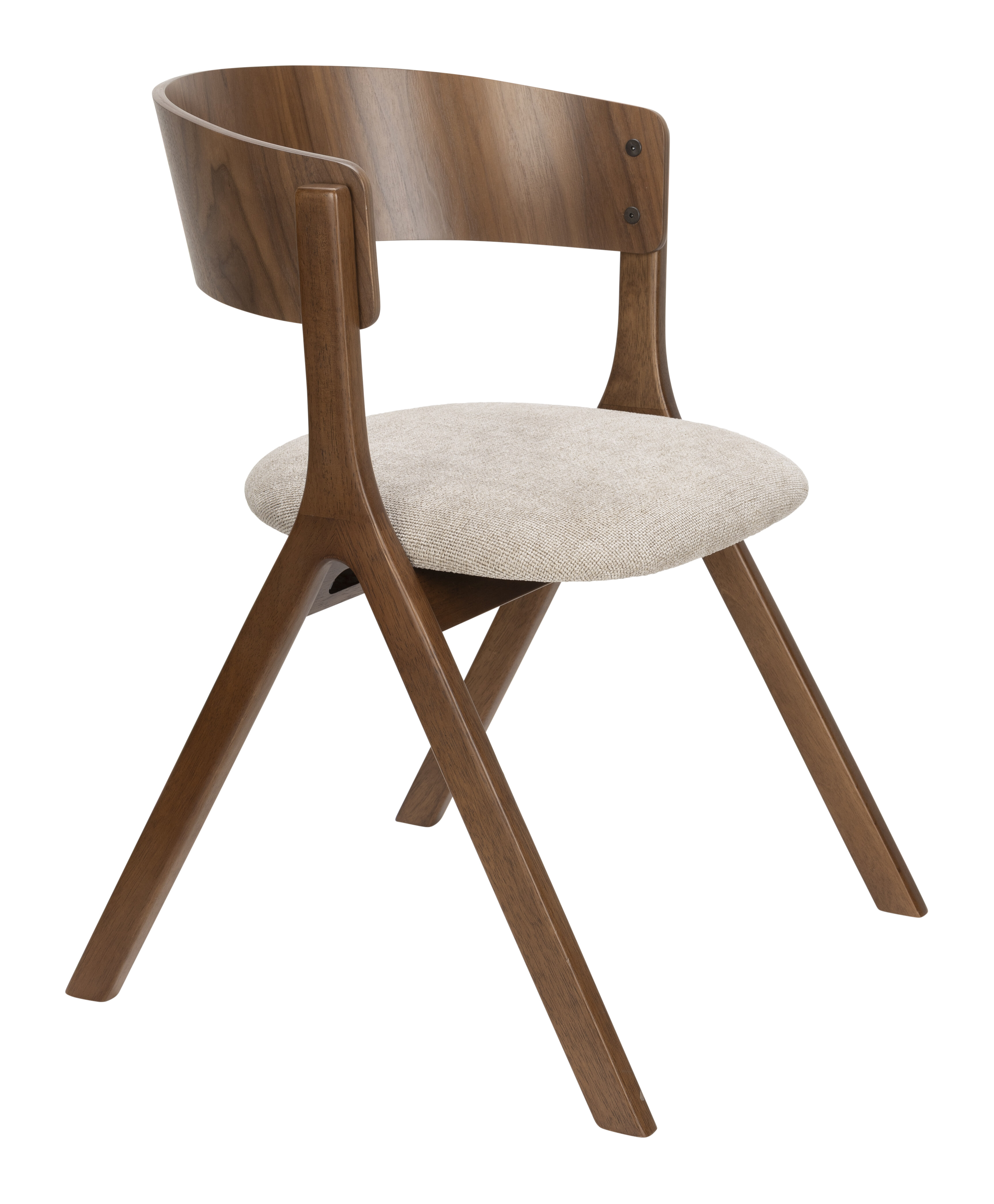 Dutchbone Eetkamerstoel Bresso Geweven stof en hout - Beige | Dutchbone