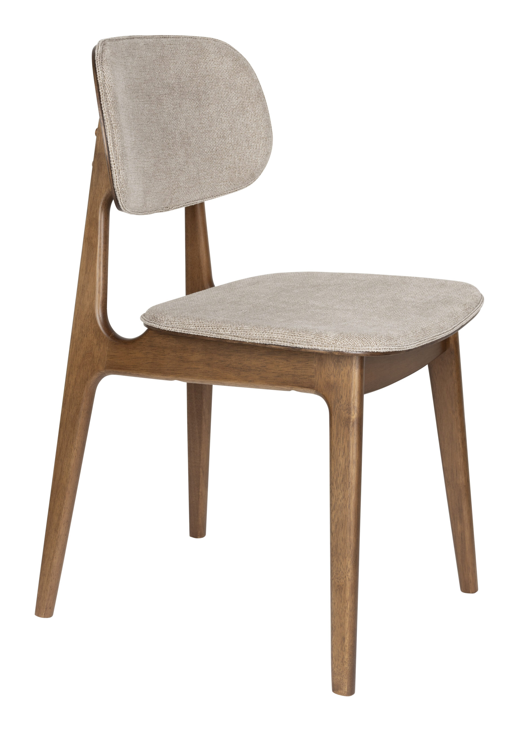 Dutchbone Eetkamerstoel Marais Geweven stof en hout - Beige | Dutchbone