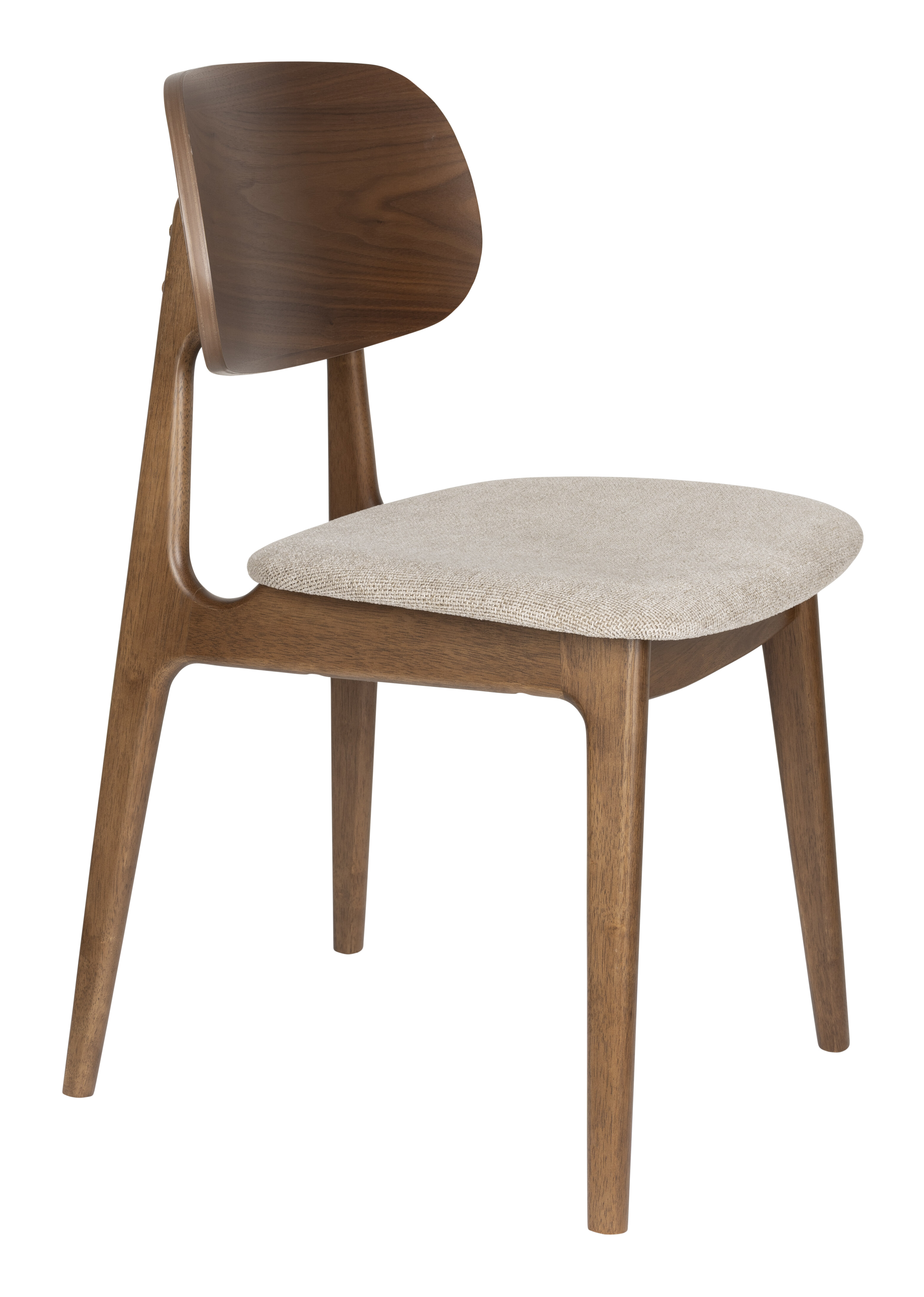 Dutchbone Eetkamerstoel Marais Geweven stof en hout - Beige/Hout | Dutchbone