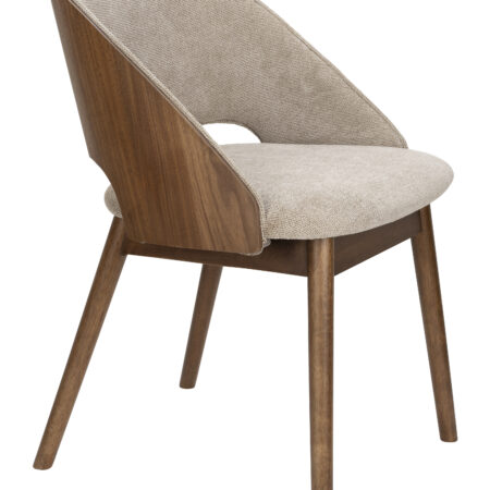 Dutchbone Eetkamerstoel Velore Geweven stof en hout - Beige | Dutchbone