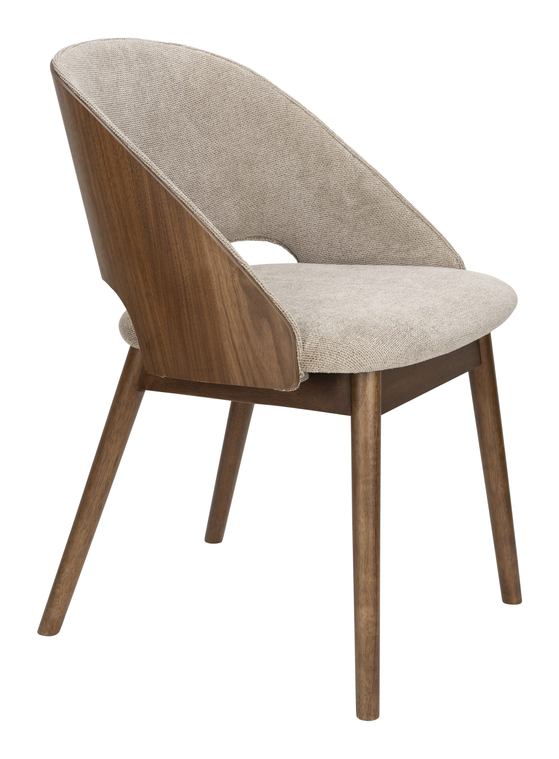 Dutchbone Eetkamerstoel Velore Geweven stof en hout - Beige | Dutchbone