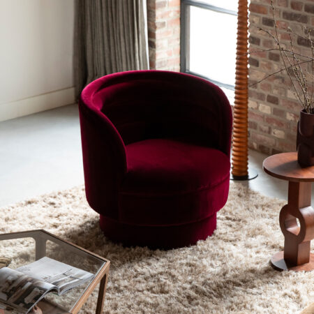 Dutchbone Fauteuil Dorothy Velvet - Rood | Dutchbone