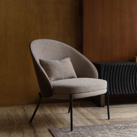 Dutchbone Fauteuil Rodin Essenhout en stof - Beige - Japandi | Dutchbone