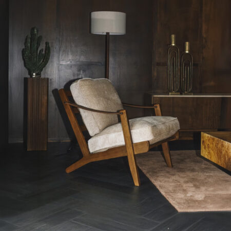 Dutchbone Fauteuil Washington Mangohout en geweven stof - Beige | Dutchbone