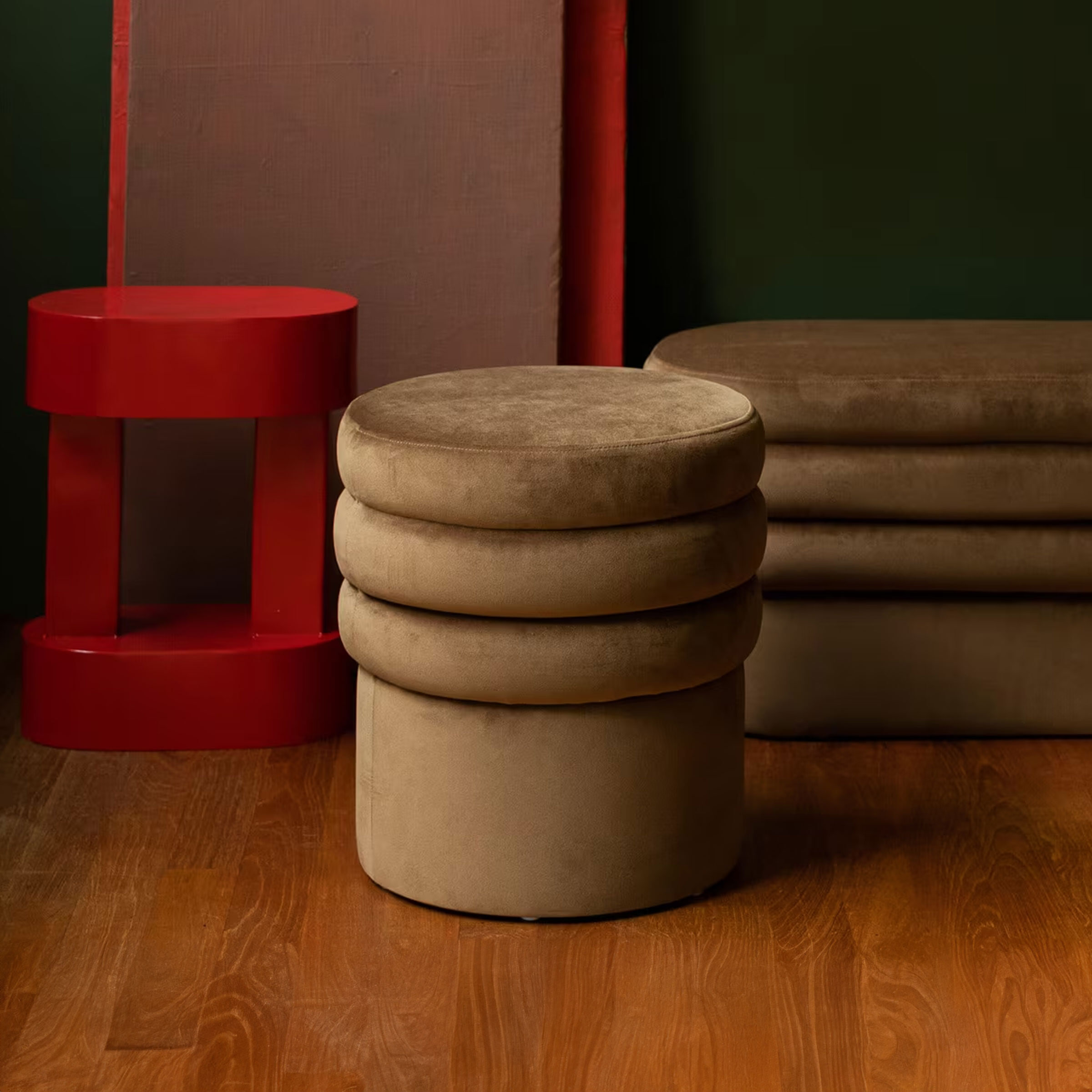 Dutchbone Hocker Aditi Velvet - Bruin | Dutchbone