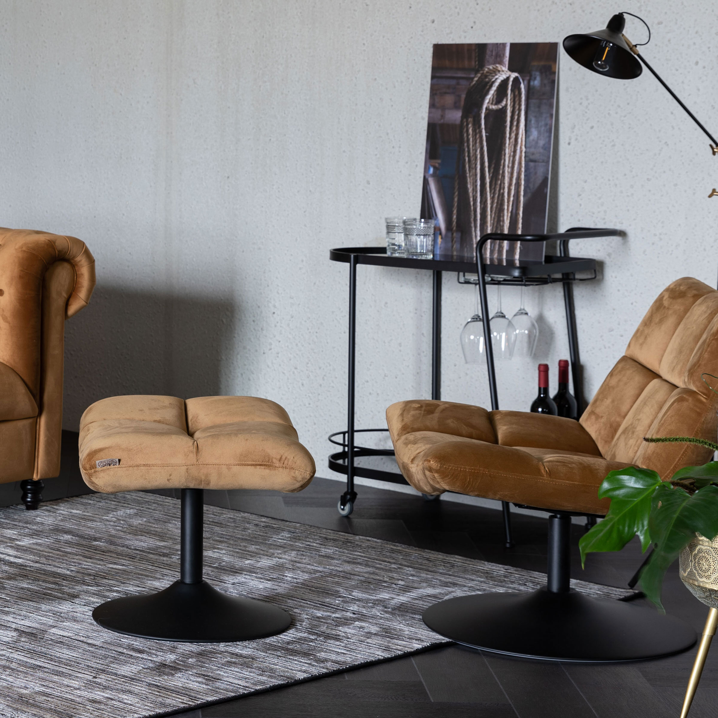 Dutchbone Hocker Bar Velvet - Goud | Dutchbone