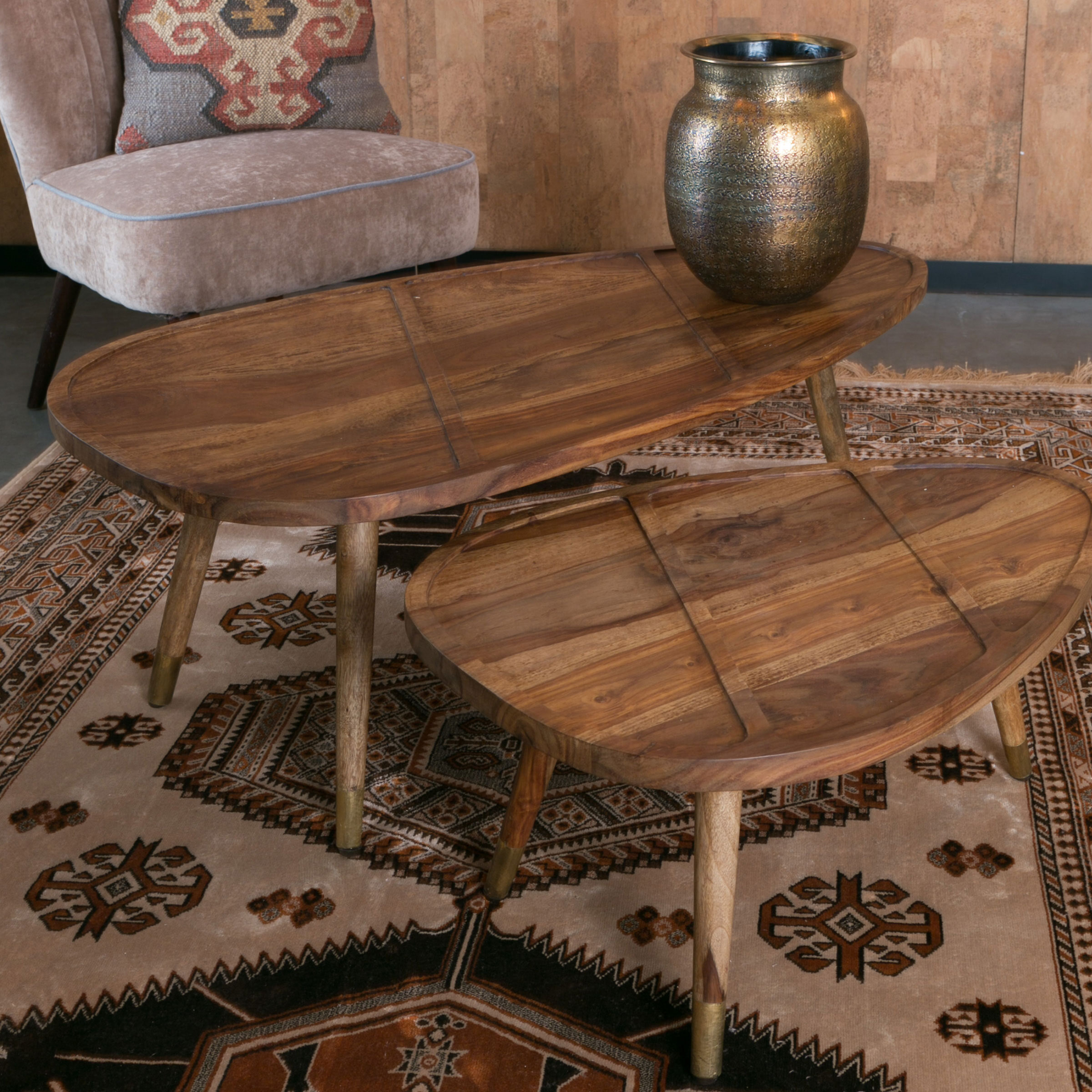 Dutchbone Organische Salontafel Sham set van 2 stuks - Hout | Dutchbone