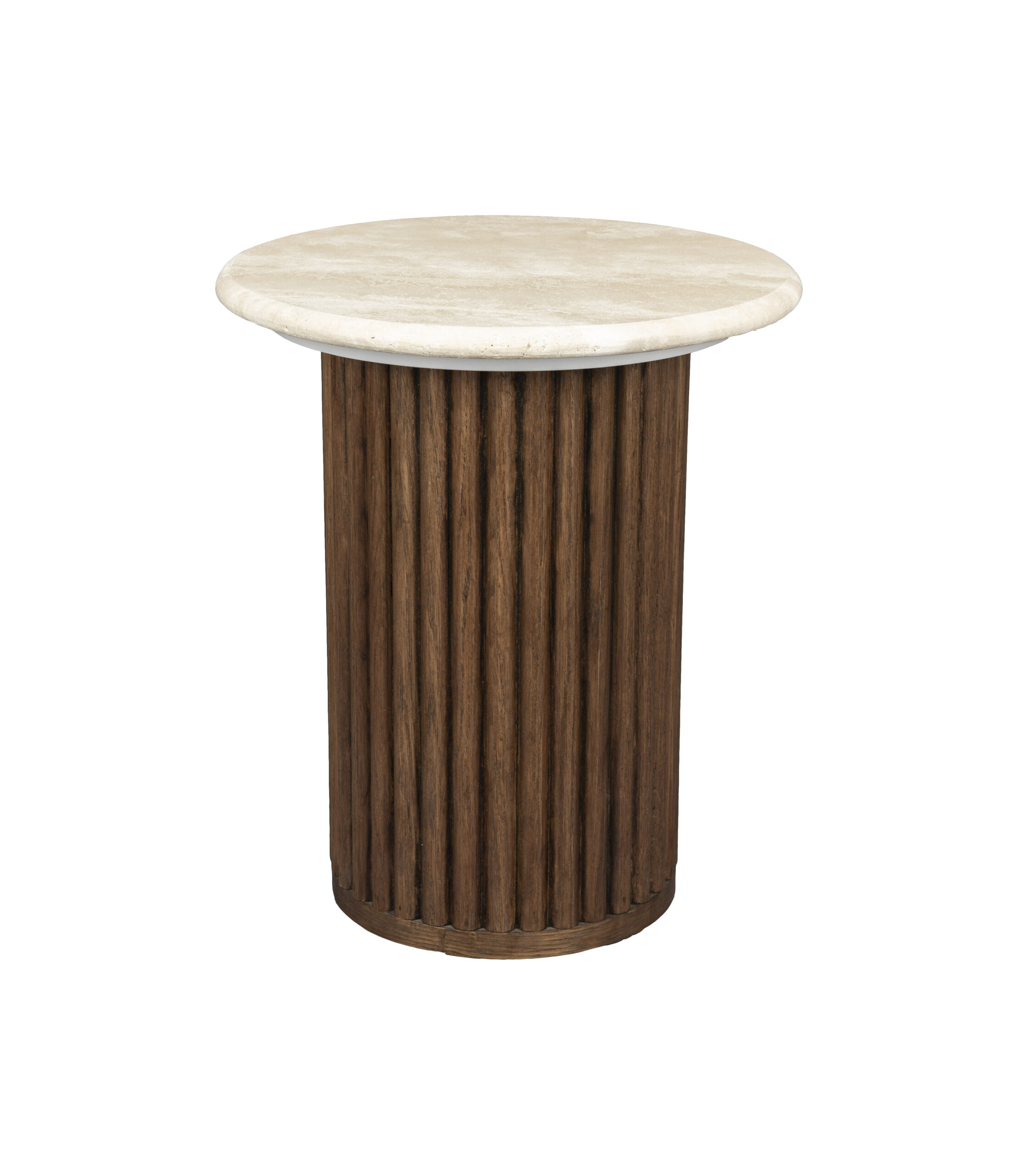 Dutchbone Ronde Bijzettafel Arda Walnoot en travertin