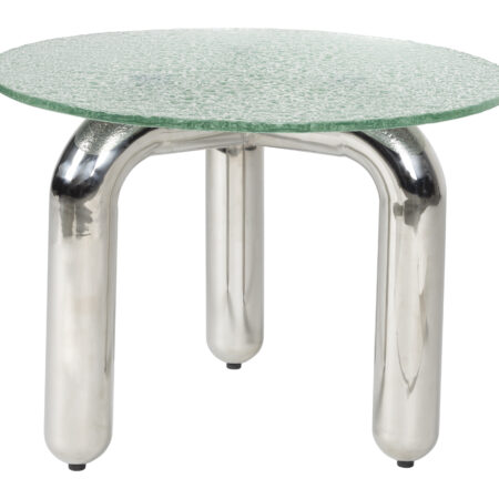 Dutchbone Ronde Bijzettafel Marly Glas en chroom