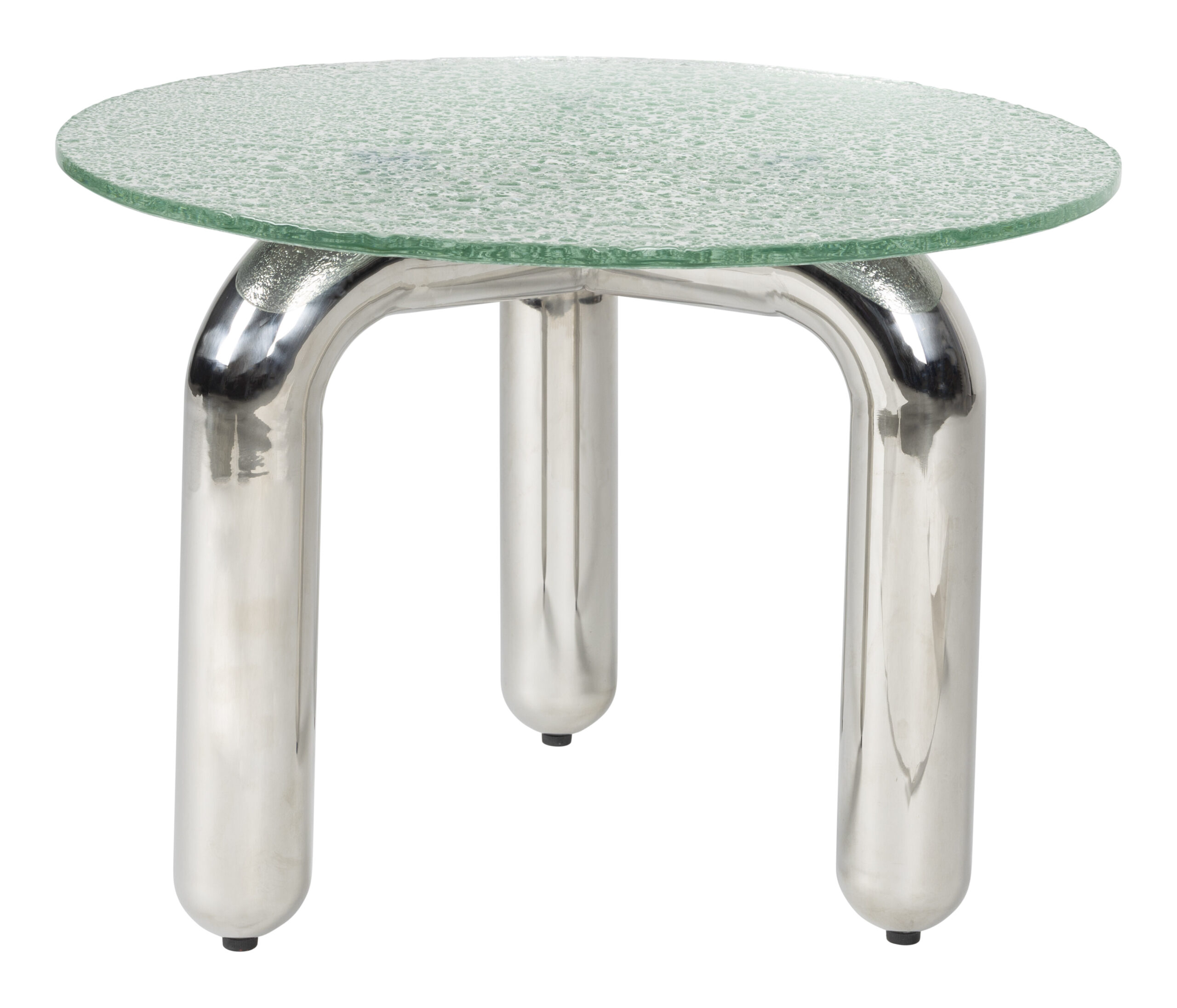 Dutchbone Ronde Bijzettafel Marly Glas en chroom