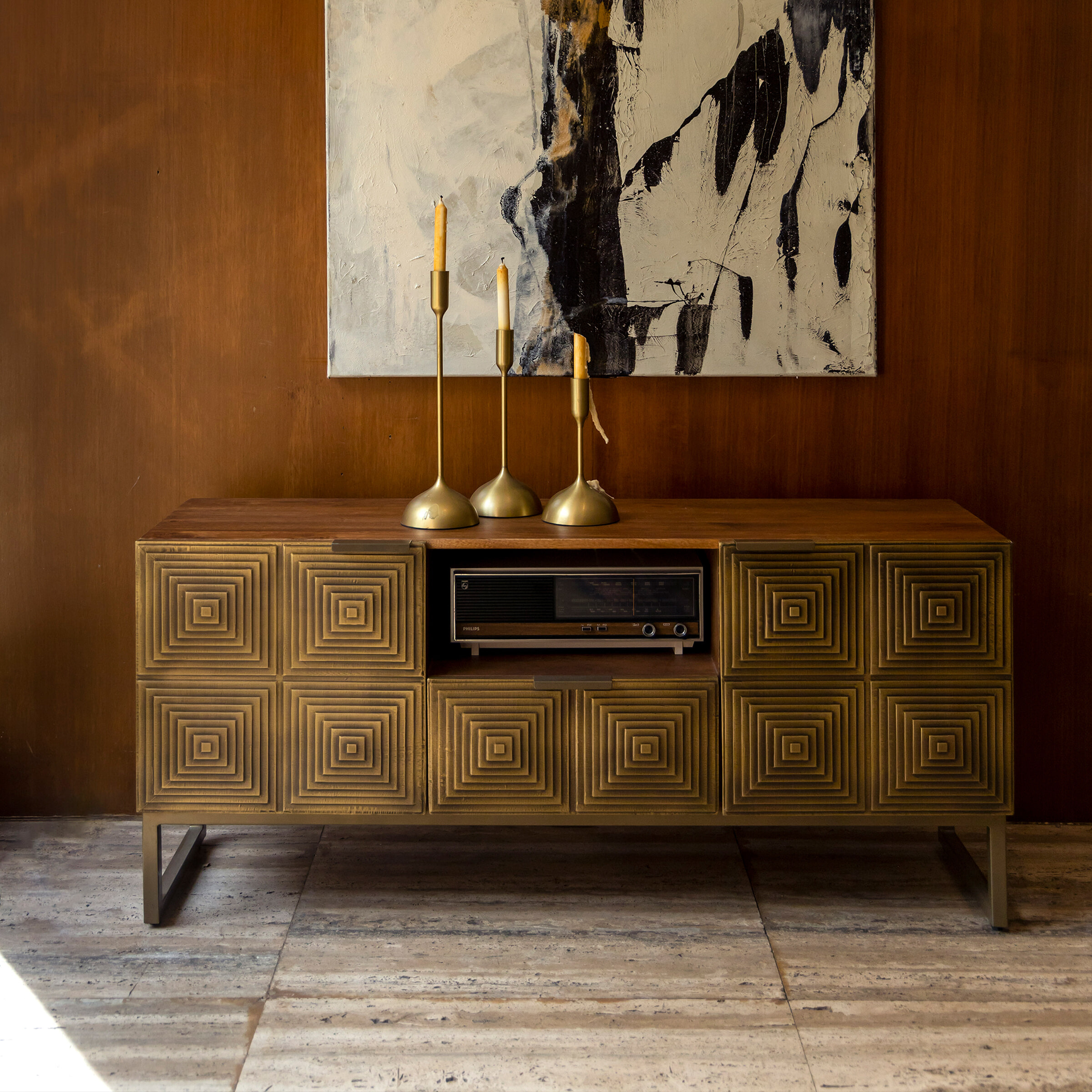 Dutchbone TV-meubel Volan mangohout 135cm - goud | Dutchbone