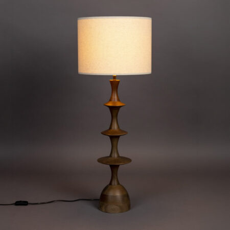 Dutchbone Tafellamp Cath Mangohout en linnen - Bruin | Dutchbone